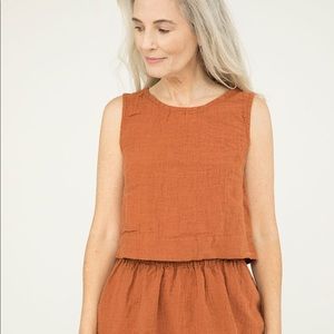 Elizabeth Suzann Petra crop top S amber linen gauze